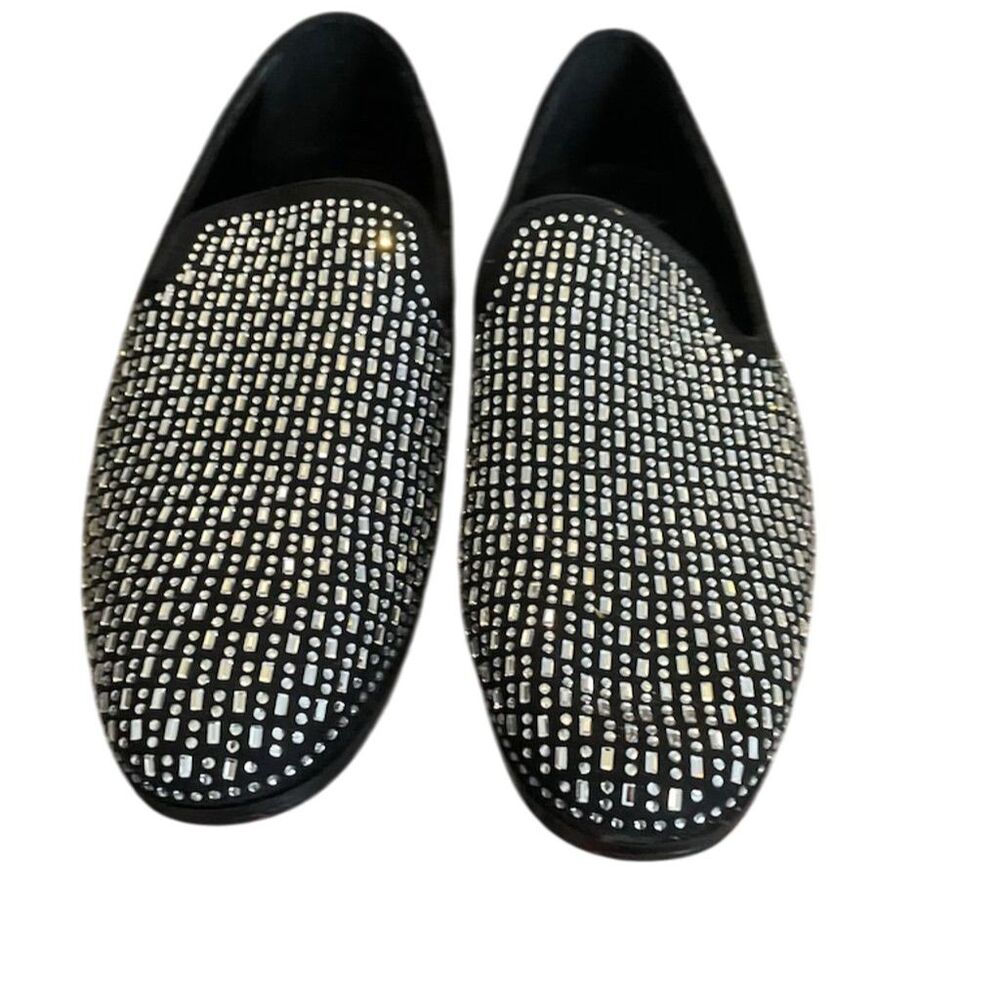 Royal Shoes Men's Black Rhinestone Loafers Size 10 Casual Slip On